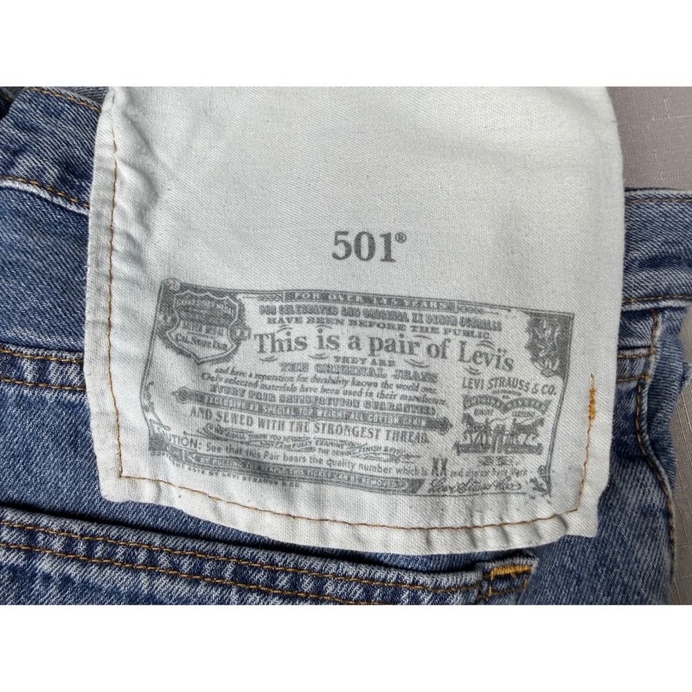 Levis 501 Original Fit Straight Leg Button Fly Blue Denim Jeans Mens 36x36 - Picture 10 of 12
